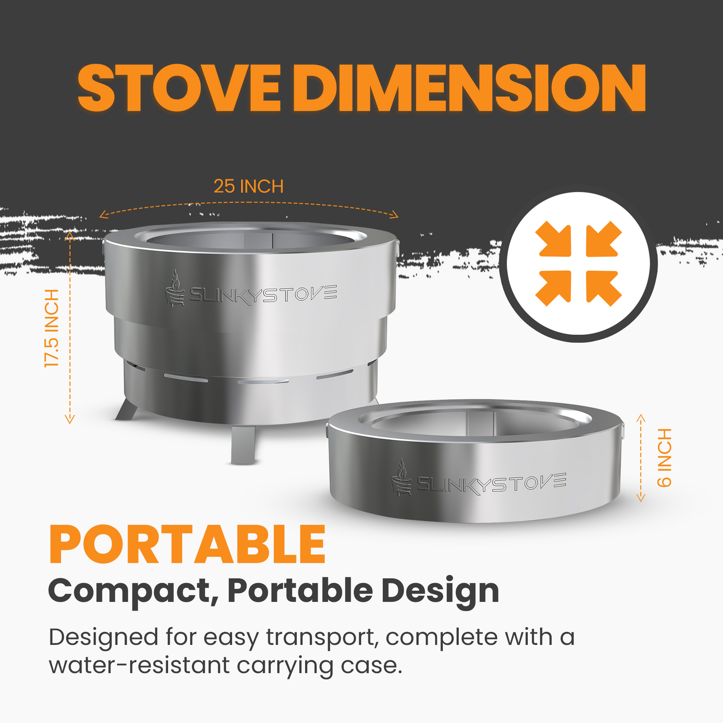 Smokeless Fire Pit for Outdoor Wood-Burning – Portable, Compact & Foldable Design for Camping, Bonfires, Tiny Cabin, Ventless Burn, Solo Pits, and Backyard Use – Stainless Steel, 23-Inch Slinky Stove Firepit