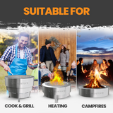 Smokeless Fire Pit for Outdoor Wood-Burning – Portable, Compact & Foldable Design for Camping, Bonfires, Tiny Cabin, Ventless Burn, Solo Pits, and Backyard Use – Stainless Steel, 17-Inch Slinky Stove Firepit