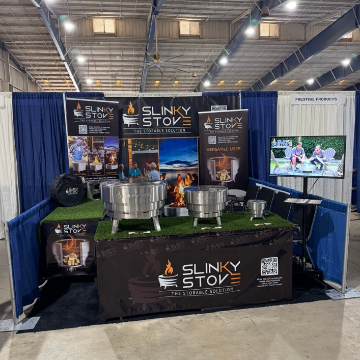 Slinky Stove booth at the 2025 Florida RV Super Show.
