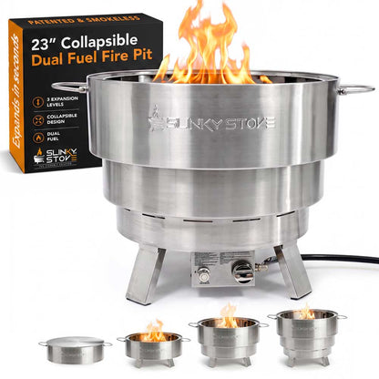 Slinky Stove 23” Dual Fuel Fire Pit | The World’s Only Patented Collapsible Fire Pit