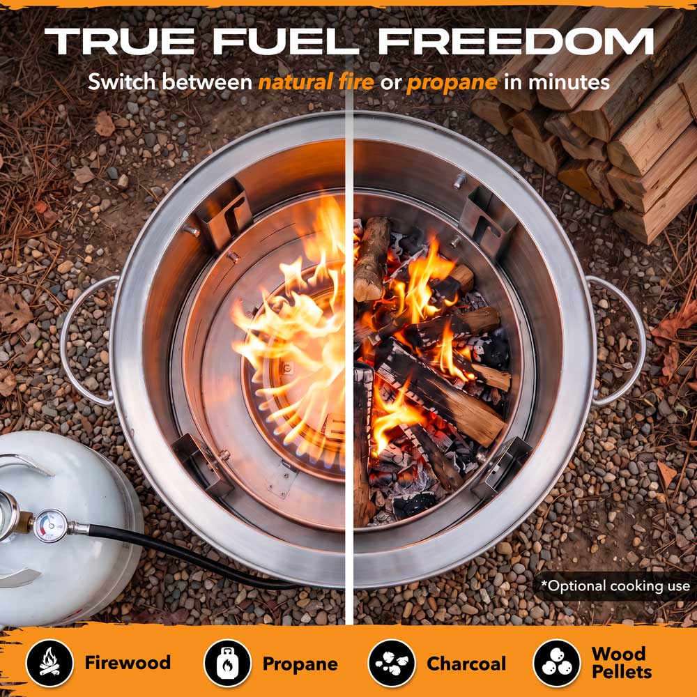 Slinky Stove 23” Dual Fuel Fire Pit | The World’s Only Patented Collapsible Fire Pit