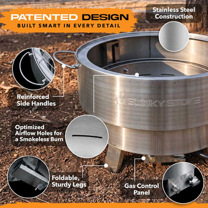 Slinky Stove 23” Dual Fuel Fire Pit | The World’s Only Patented Collapsible Fire Pit