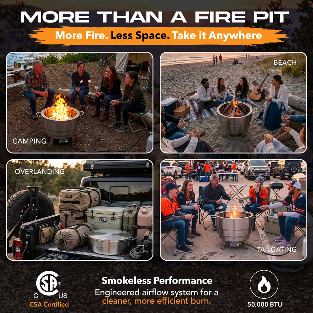 Slinky Stove 23” Dual Fuel Fire Pit | The World’s Only Patented Collapsible Fire Pit