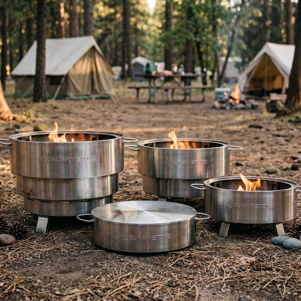 slinky stove collapsible fire pits | patented innovation | Designed from the ground up with multiple utility patents