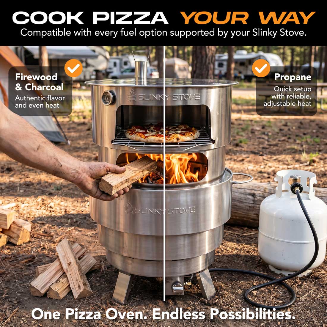 Slinky Stove 23" Collapsible Pizza Oven | The World’s Only Patented Collapsible Pizza Oven