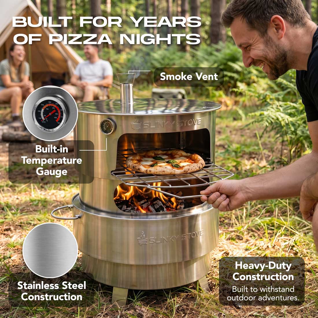 Slinky Stove 23" Collapsible Pizza Oven | The World’s Only Patented Collapsible Pizza Oven